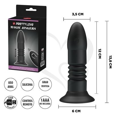 Dildo con sopapa y sistema de movimiento con control inalambrico